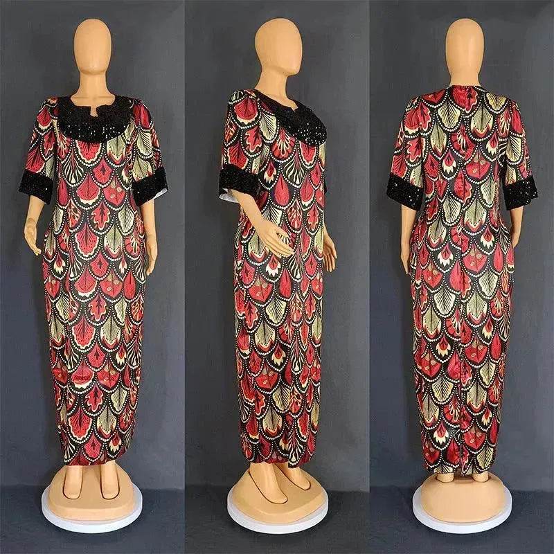 Plus Size Women's Satin Sequin Long Gown Dress - EX-STOCK Canada