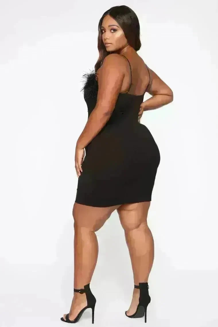 Plus Size Women's Suspender Feather Dress Gown - EX-STOCK CANADA