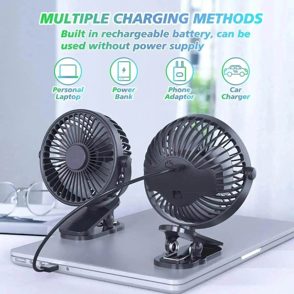 Portable Clip On Fan Battery Operated, Small Powerful USB Desk Fan, 3 Speed Quiet Rechargeable Mini Table Fan, 360 Rotate Cooling Fan For Home Office Travel Outdoor&Indoor Treadmill - EX-STOCK Canada