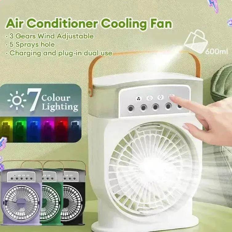 Portable USB Air Conditioner Cooling Fan With 5 Sprays 7 Color Light 600ML Water Tank Spray Mist Air Cooler Humidifiers - EX-STOCK Canada