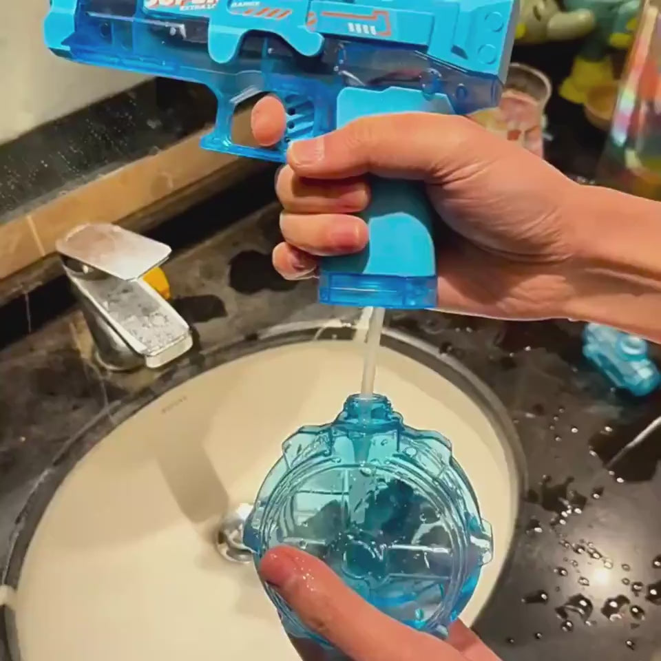 Electric Water Gun for Kids with LED Lights & Simulated Recoil – Automatic Fire Spray Shark MX Summer Outdoor Toy