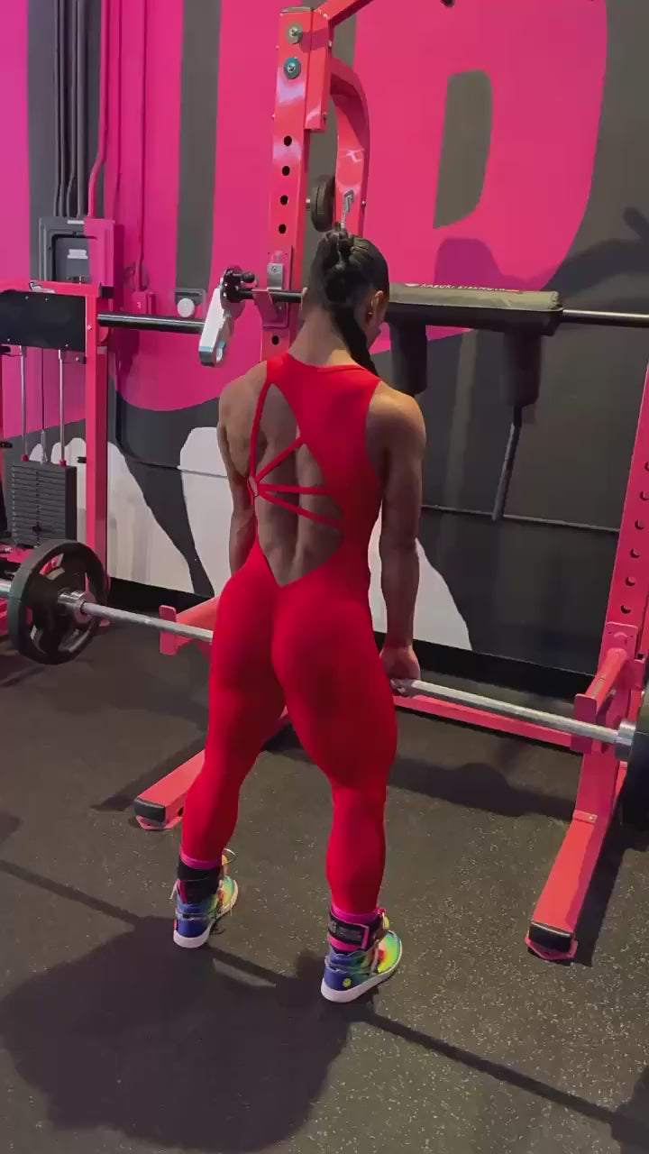 Yoga Jumpsuit V-shaped Back Design Sleeveless Fitness Running Sportswear Stretch Tights Pants For Womens Clothing - EX-STOCK Canada