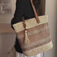 Striped Straw Beach Tote Bag with Tassel – Large Capacity Boho Shoulder Bag | Beige & Brown