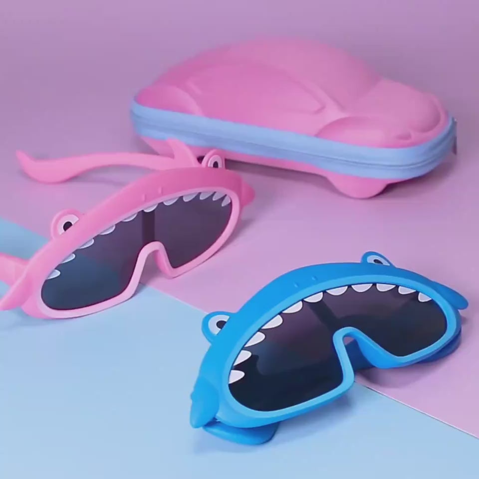 Shark Cartoon Kids Sunglasses – Polarized Silicone Fun Shades for Children 2