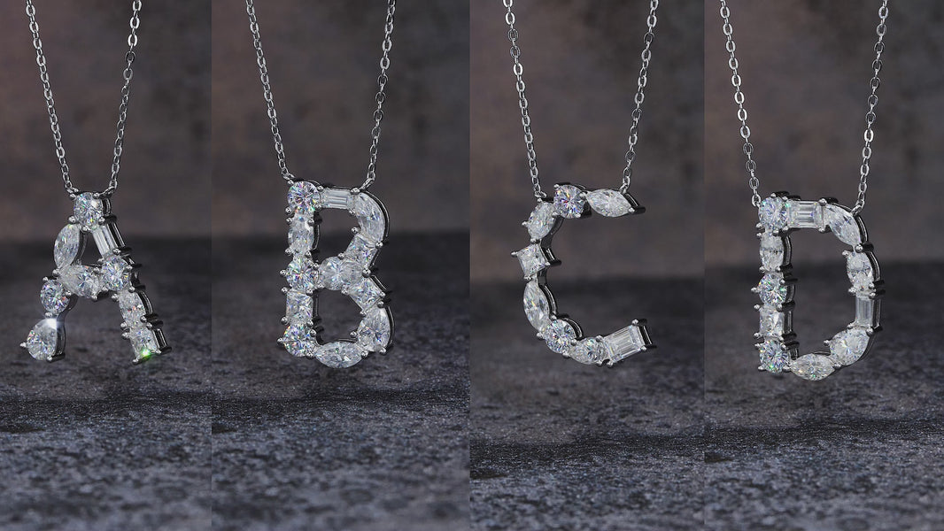 Letter K Moissanite Initial Necklace Pendant – Gold-Plated 925 Silver | GRA Certified