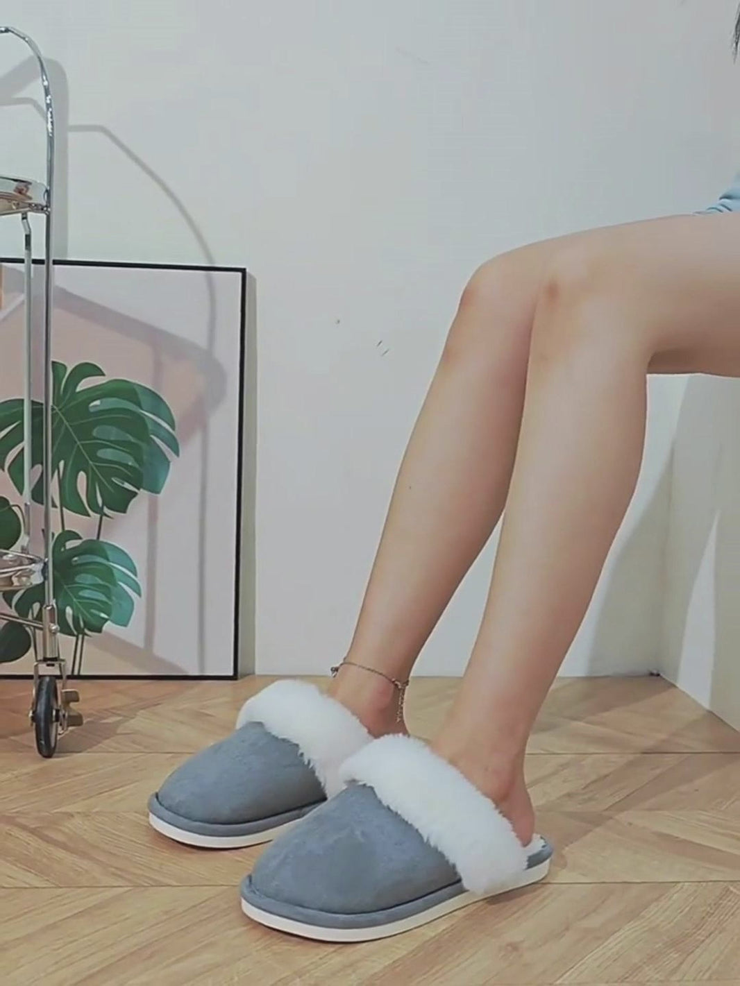 Chaussons en peluche chauds d'hiver pour femmes et hommes, chaussures d'intérieur douces antidérapantes