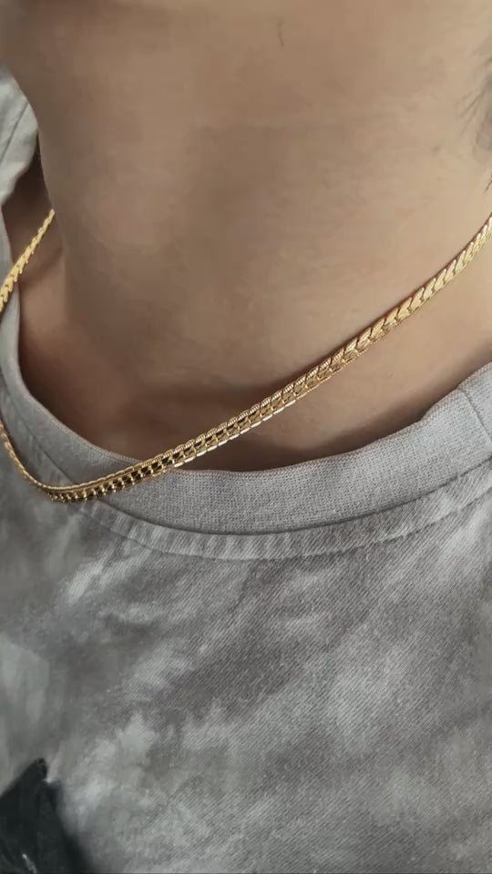 Men Necklace Gold Tone Snake Chain