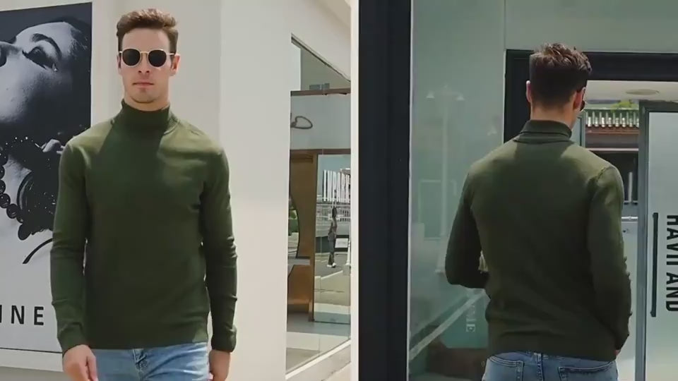Men's Slim Fit Turtleneck Knit Sweater — Solid Color Winter Pullover S–5XL