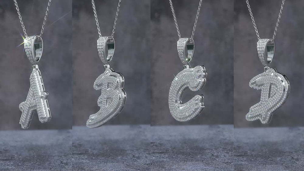 Letter P Moissanite Necklace Pendant – Platinum S925 Silver | GRA Certified