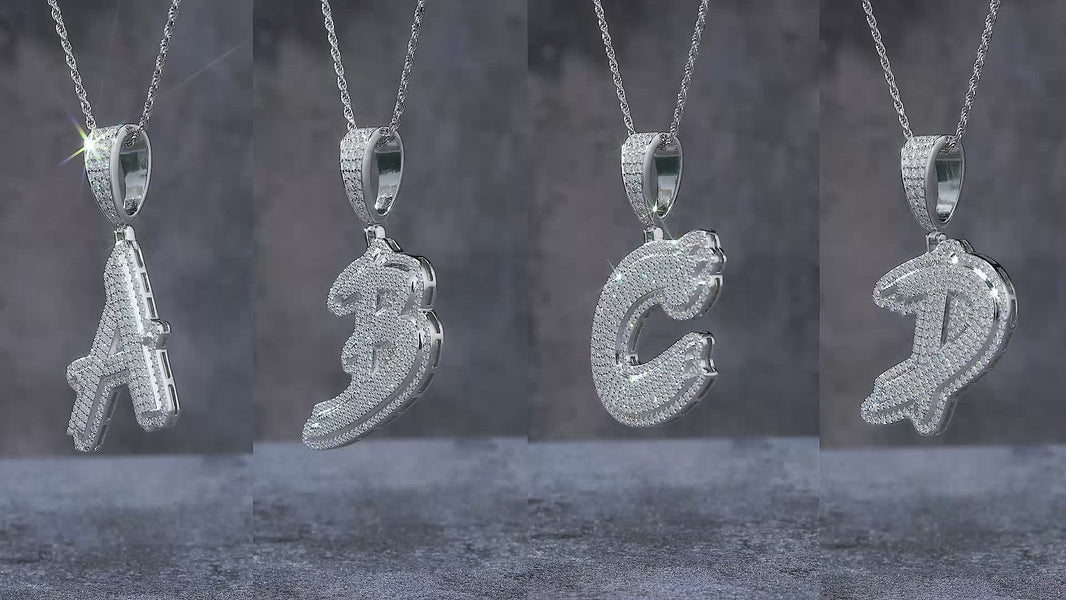 Letter P Moissanite Necklace Pendant – Platinum S925 Silver | GRA Certified