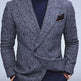 Men's Slim Fit Plaid Double-Breasted Blazer – Business Casual Jacket (2 Colors, S–XXXL)-1