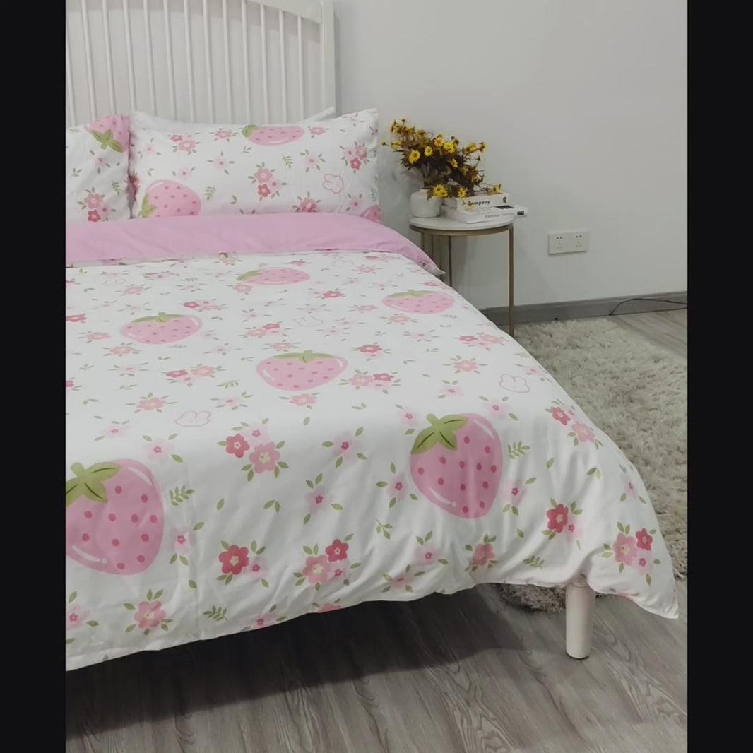 Duvet Cover Set Strawberry Print Bedding For Home Bedroom Decor Microfiber Quilt Cover Gifts Twin Full Queen King Size