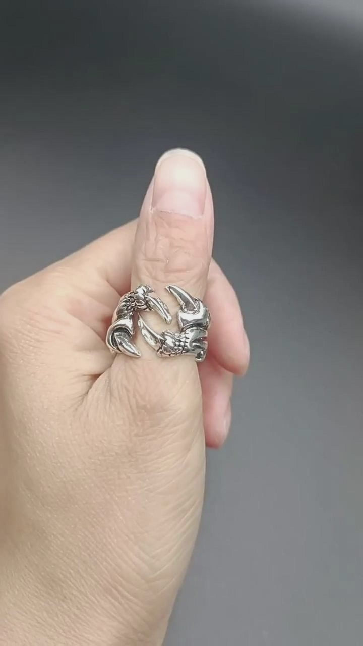 Dominación de los hombres Open Dragon Claw Ring Punk Chrome Jewelry Titanium Steel Dragon Claw Heart Party Rings For Men