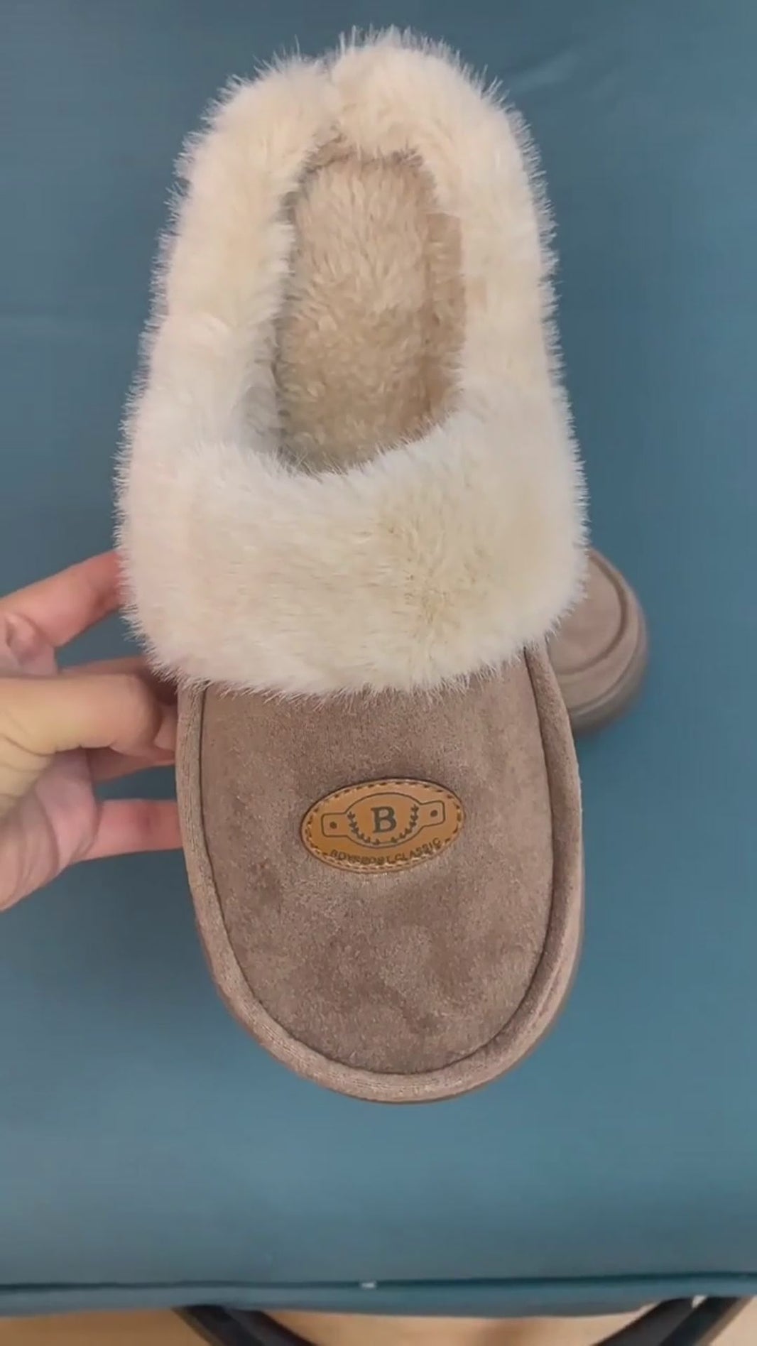 Winter Plush Slippers For Men Casual All-match Warm Suede House Shoes Indoor Non-slip Floor Bedroom Slipper