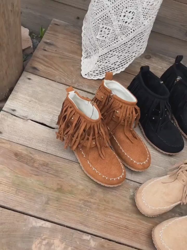 Women's round-toe winter ankle boots product video