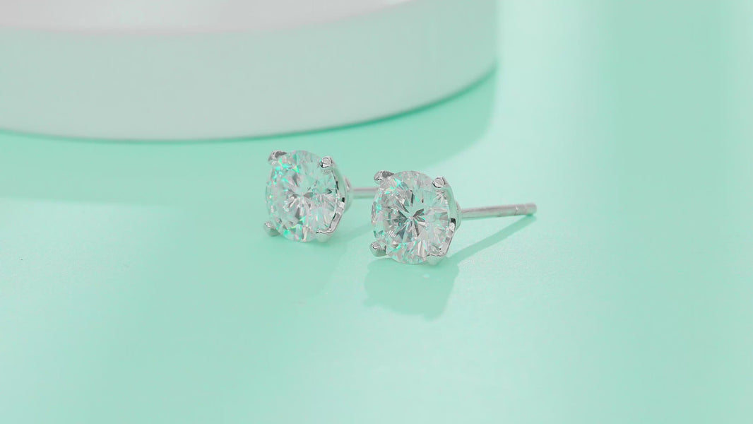 Flowing Charm 1-Carat Moissanite Stud Earrings – Platinum 925 Silver | GRA Certified