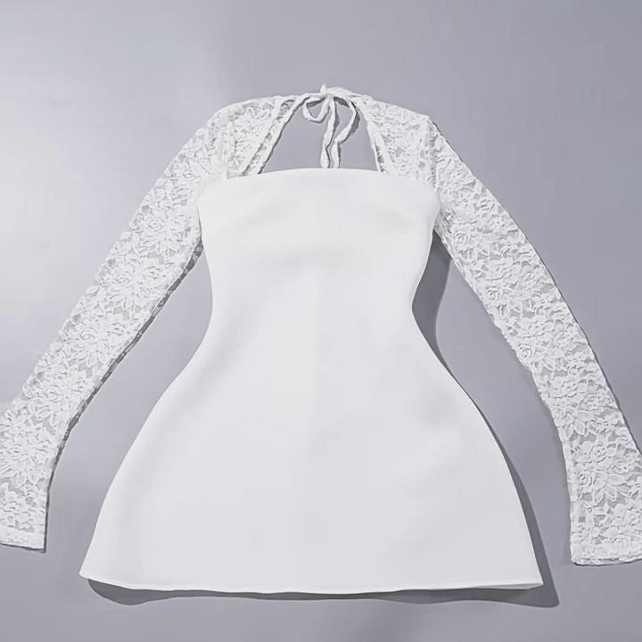 Women Fashion Corset Lace Long Sleeve Dress Charming Y2K Backless Lace up Short Mini Dress Low Back Mini Dress for Cocktail Evening Party Events. - EX-STOCK Canada