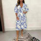 Printed Casual V-neck Long-sleeve Dress Women - EX-STOCK CANADA