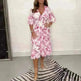 Printed Casual V-neck Long-sleeve Dress Women - EX-STOCK CANADA