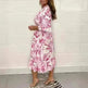 Printed Casual V-neck Long-sleeve Dress Women - EX-STOCK CANADA