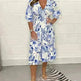 Printed Casual V-neck Long-sleeve Dress Women - EX-STOCK CANADA