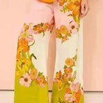 Printed Cotton And Linen Two-piece Suit Outfit Top Wide-leg Pants - EX-STOCK CANADA