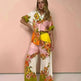 Printed Cotton And Linen Two-piece Suit Outfit Top Wide-leg Pants - EX-STOCK CANADA