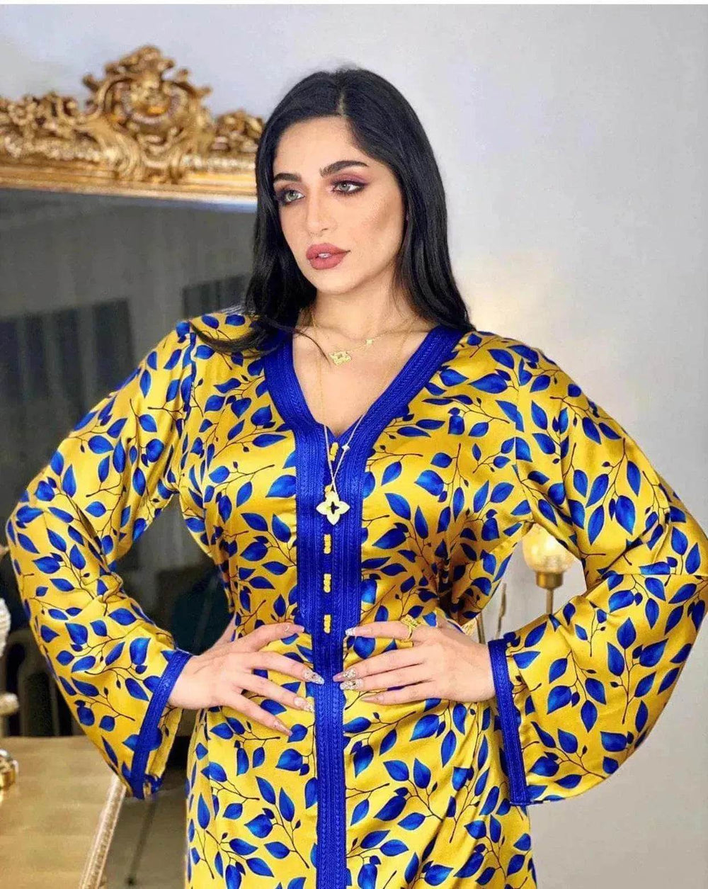 Printed Floral Abaya Dress Robe for Arab Dubai Turkey Middle East Women. - EX-STOCK Canada