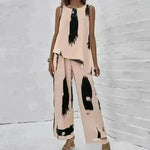 Printed Irregular Top Two-piece Pants Women - EX-STOCK CANADA