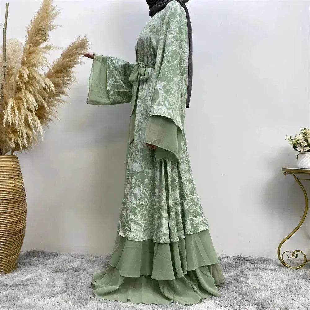 Printed Panel Top Robe Abaya Dress for Arab Dubai Turkey Middle East Women - EX-STOCK Canada