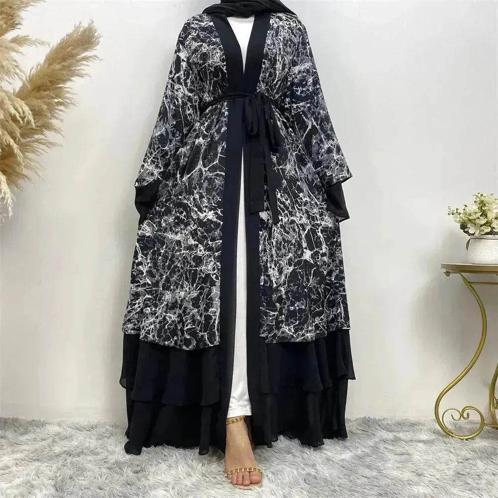 Printed Panel Top Robe Abaya Dress for Arab Dubai Turkey Middle East Women - EX-STOCK Canada