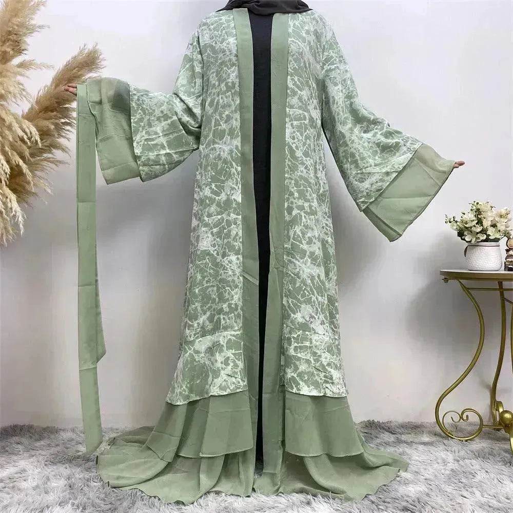 Printed Panel Top Robe Abaya Dress for Arab Dubai Turkey Middle East Women - EX-STOCK Canada
