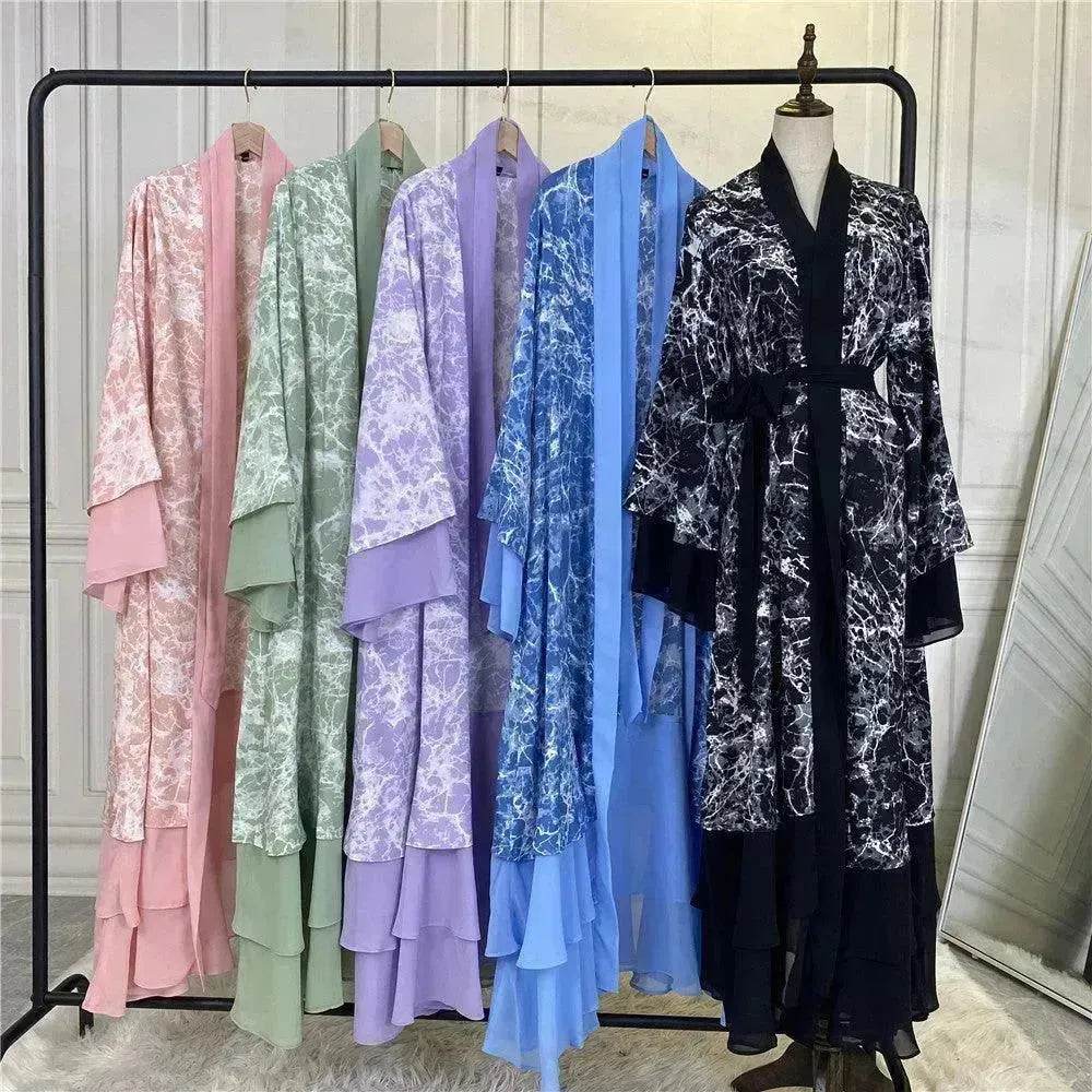 Printed Panel Top Robe Abaya Dress for Arab Dubai Turkey Middle East Women - EX-STOCK Canada