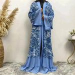 Printed Panel Top Robe Abaya Dress for Arab Dubai Turkey Middle East Women - EX-STOCK Canada