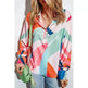 Printing Color Contrast Thin Long-sleeved Top For Women - EX-STOCK CANADA