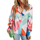 Printing Color Contrast Thin Long-sleeved Top For Women - EX-STOCK CANADA