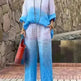 Product Women's Clothes Fashion Cotton Linen Gradient Two-piece Set - EX-STOCK CANADA