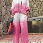 Product Women's Clothes Fashion Cotton Linen Gradient Two-piece Set - EX-STOCK CANADA