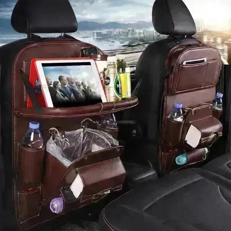 PU Leather Car Storage Bag Multifunction Seat Back Tray Hanging Bag Waterproof Car Seat Organizer Automotive Interior Accessories - EX-STOCK CANADA