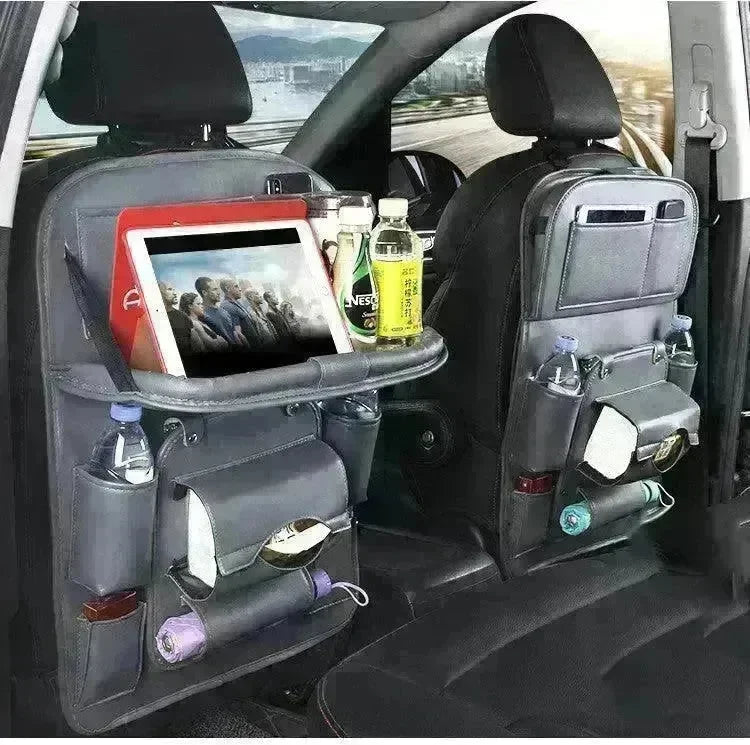PU Leather Car Storage Bag Multifunction Seat Back Tray Hanging Bag Waterproof Car Seat Organizer Automotive Interior Accessories - EX-STOCK CANADA