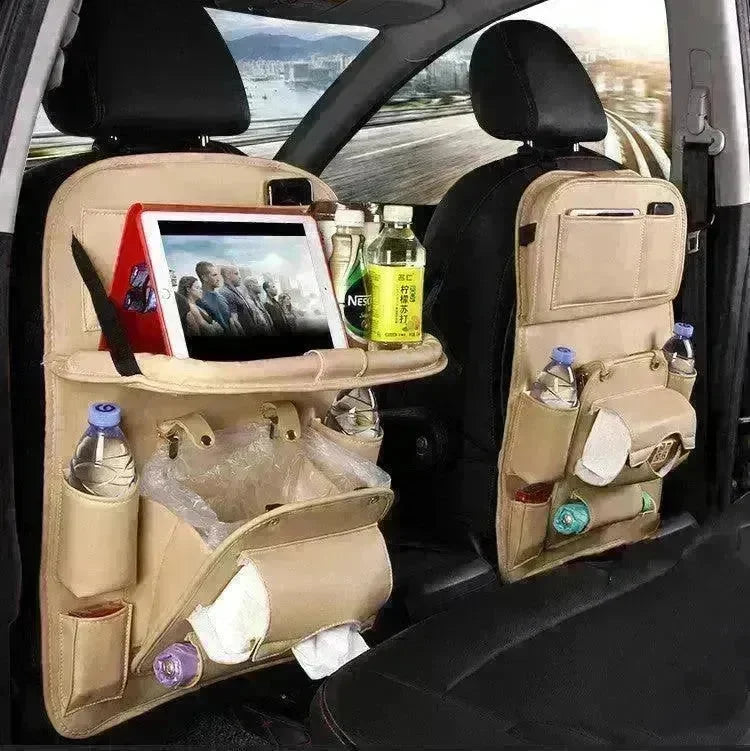 PU Leather Car Storage Bag Multifunction Seat Back Tray Hanging Bag Waterproof Car Seat Organizer Automotive Interior Accessories - EX-STOCK CANADA