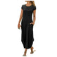 Pullover Short Sleeve Round Neck Mid Waist Solid Color Dress - EX-STOCK CANADA