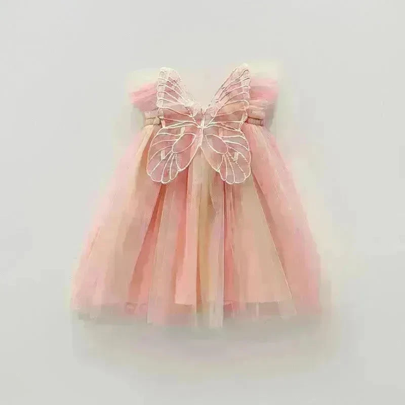 Rainbow Butterfly Wings Mesh Girl Dress - EX-STOCK CANADA