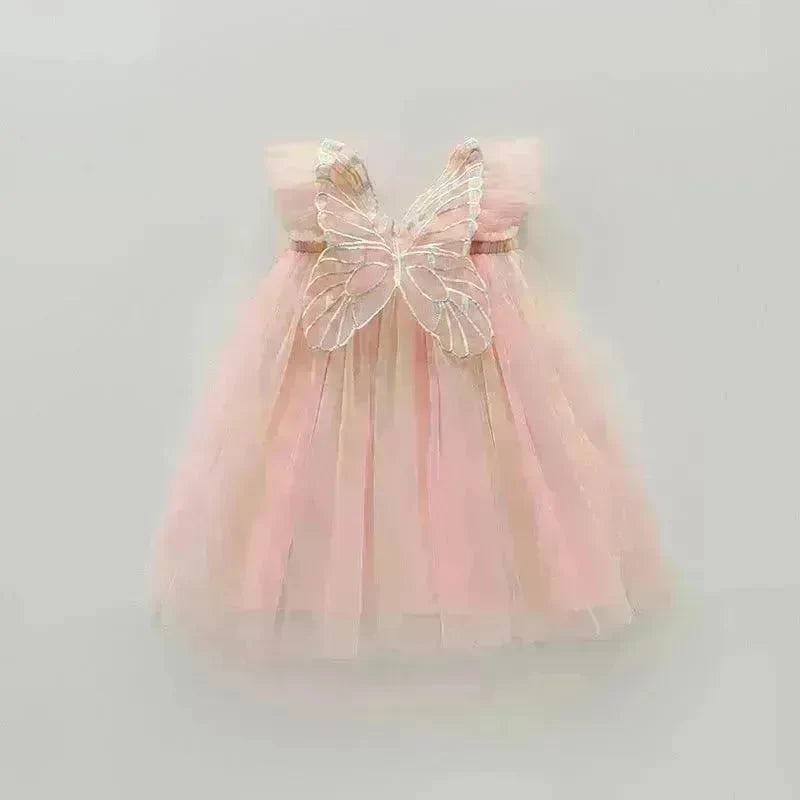 Rainbow Butterfly Wings Mesh Girl Dress - EX-STOCK CANADA