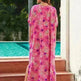 Rayon Rose Red Embroidered Beach Dress Outer Wear - EX-STOCK CANADA