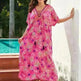 Rayon Rose Red Embroidered Beach Dress Outer Wear - EX-STOCK CANADA