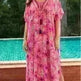 Rayon Rose Red Embroidered Beach Dress Outer Wear - EX-STOCK CANADA