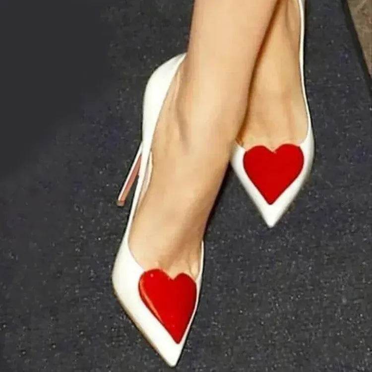 Red Love Pointed High Heels Stiletto Pumps Single Shoes - EX-STOCK Canada