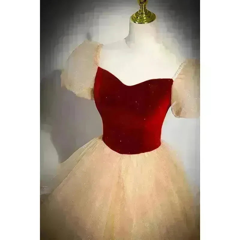 Red Wedding Dress French Princess Pettiskirt Gown - EX-STOCK CANADA