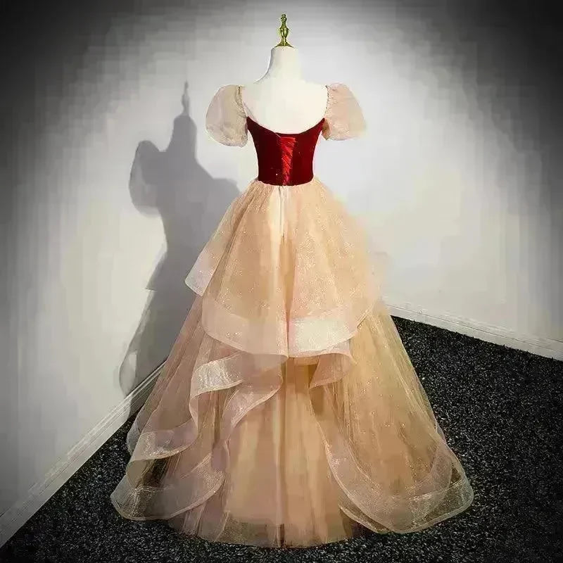 Red Wedding Dress French Princess Pettiskirt Gown - EX-STOCK CANADA